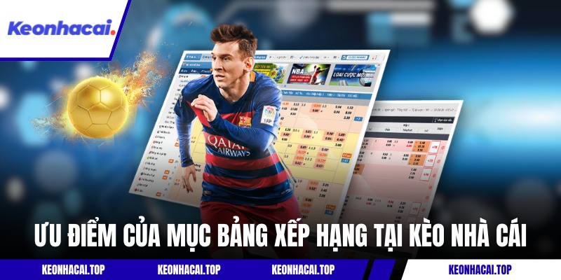 Ưu điểm của mục bảng xếp hạng tại Kèo Nhà Cái