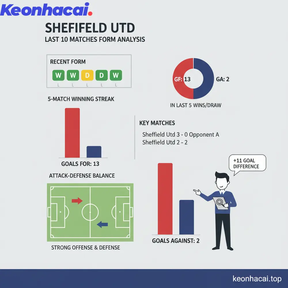 Sheffield Utd bước vào trận đấu này với chuỗi 4 chiến thắng liên tiếp và 1 trận hòa trong 5 trận gần nhất