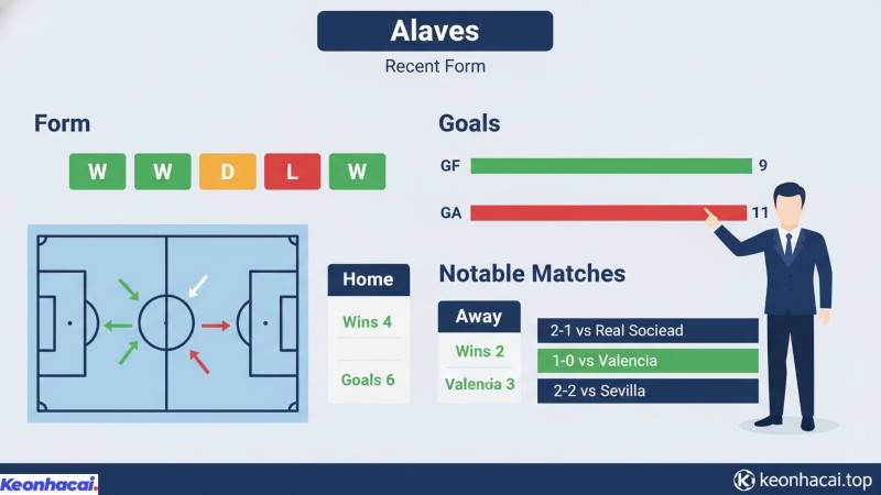 Bảng thống kê lịch sử đối đầu giữa Alaves và Real Sociedad với Alaves thắng 9, hòa 6, Real Sociedad thắng 11