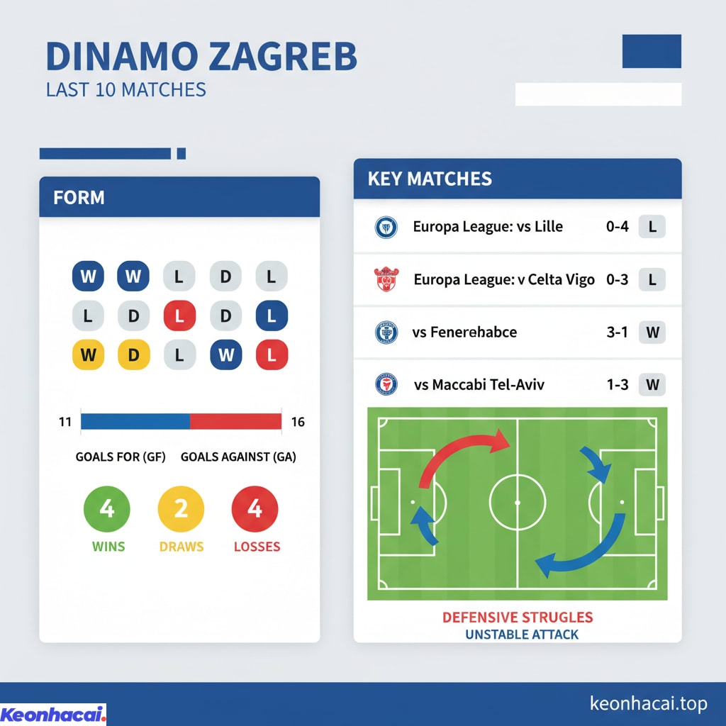 Dinamo Zagreb đang cho thấy một phong độ khá bất ổn tại đấu trường châu Âu cũng như các giải đấu khác trong giai đoạn gần đây