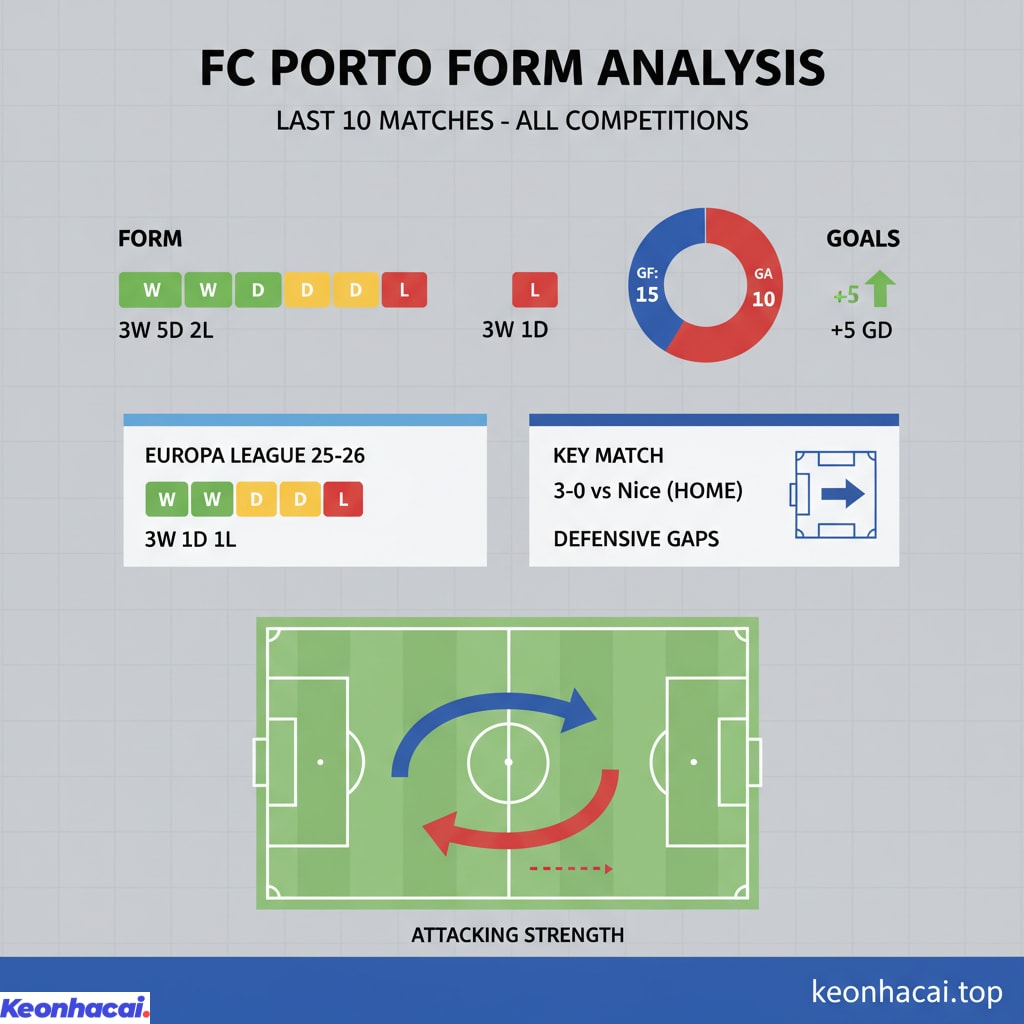 Phong độ gần đây của FC Porto khá ổn định, đặc biệt là tại Europa League mùa này