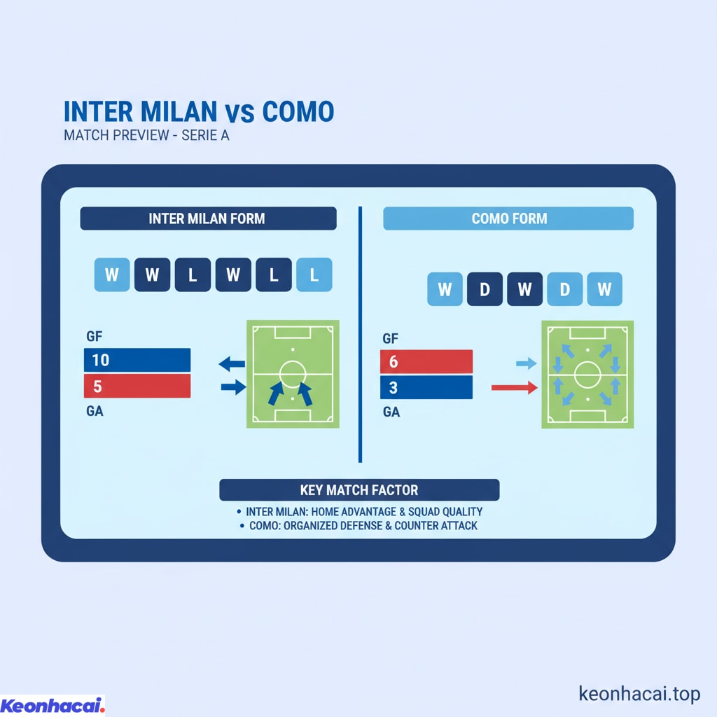 Inter Milan bước vào trận đấu này với tư cách là đội bóng được đánh giá cao hơn hẳn Como 