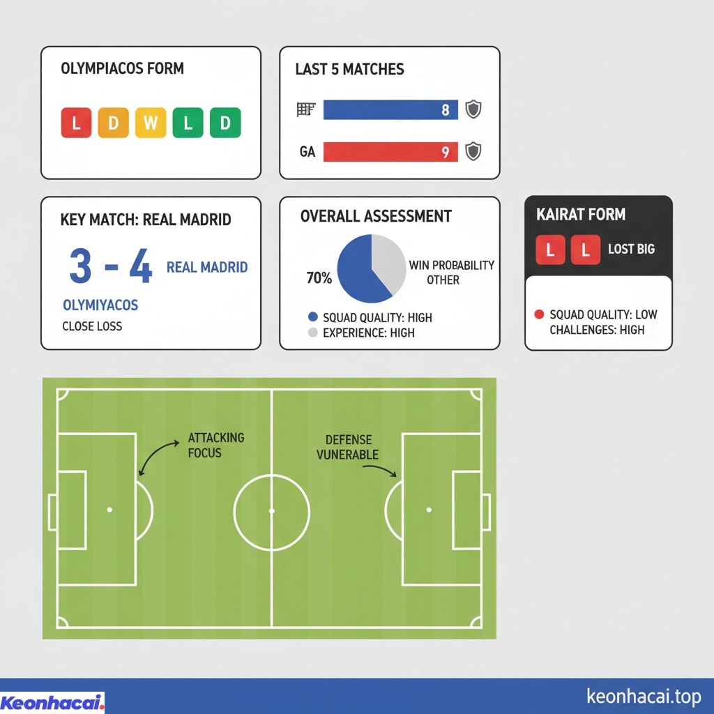 Olympiacos được đánh giá cao hơn Kairat với khả năng ghi bàn và một lối chơi có nét hơn