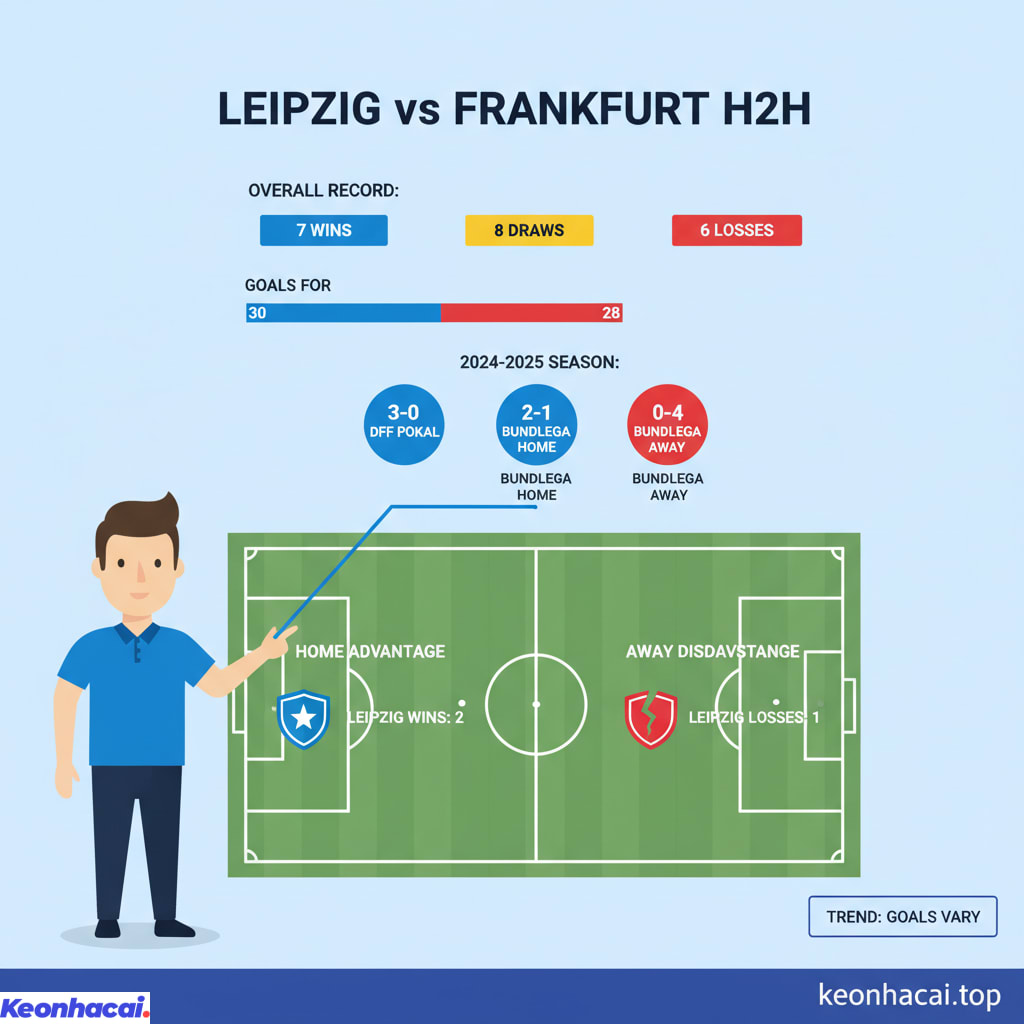 Lịch sử đối đầu giữa Leipzig và Frankfurt với những trận đấu khó lường và cân bằng