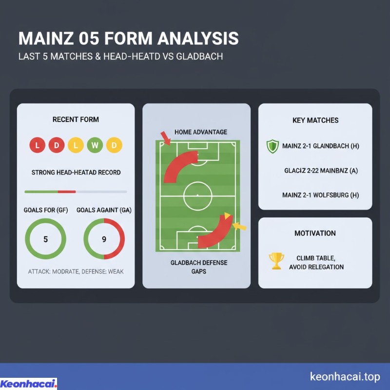 Mainz 05 vẫn có lợi thế sân nhà và đặc biệt là lịch sử đối đầu cực kỳ ấn tượng trước Gladbach
