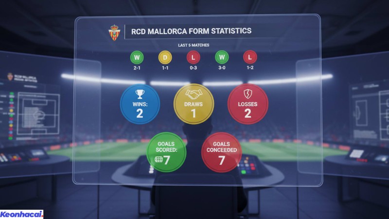 Mallorca có 1 chiến thắng, 2 trận hòa và 2 thất bại trong 5 trận gần nhất