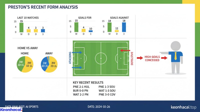 Preston giành được 4 chiến thắng, 2 trận hòa và phải nhận tới 4 thất bại trong 10 trận đấu gần nhất