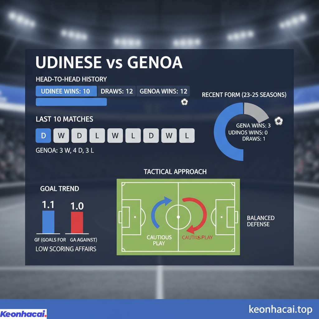 Genoa đang chiếm ưu thế hơn một chút khi thắng 3, hòa 4 và chỉ thua 3 trước Udinese