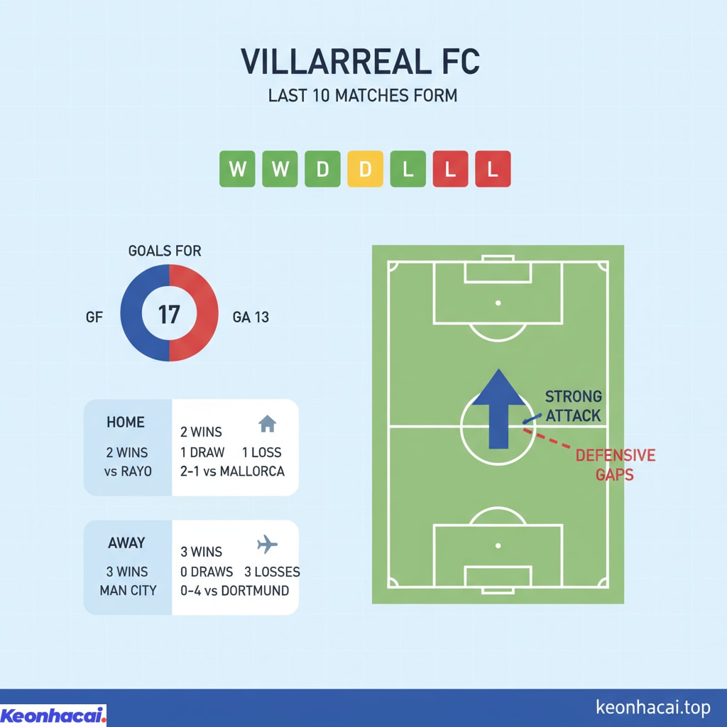 Villarreal bước vào trận đấu này với phong độ khá thất thường trong thời gian gần đây