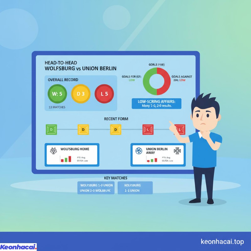 Lịch sử đối đầu giữa Wolfsburg và Union Berlin cho thấy sự cân bằng đáng kinh ngạc khi mỗi đội đều giành được 5 chiến thắng và có 3 trận hòa