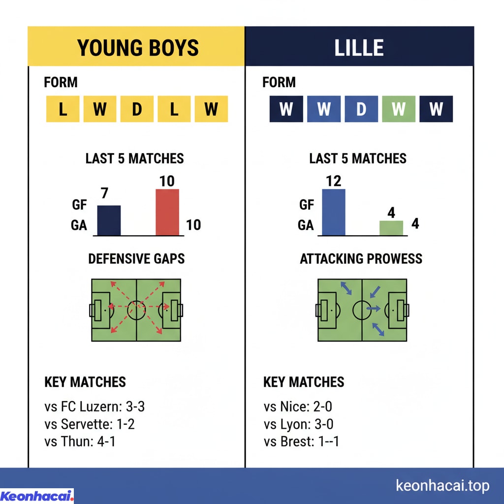 Lille đang cho thấy sự vượt trội hơn hẳn so với Young Boys về phong độ